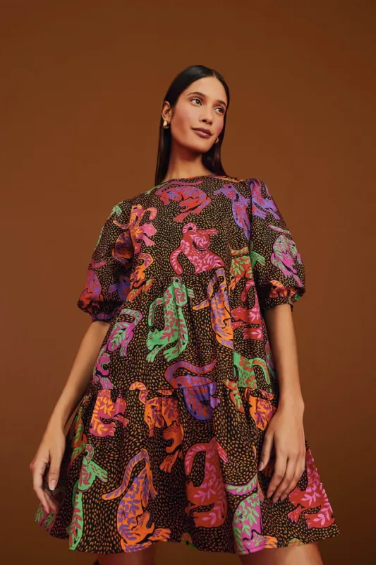 Wild Leopards Black Mini Dress sold by FARM Rio