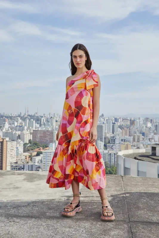 Patch Twirl One Shoulder Maxi Dress sold by FARM Rio