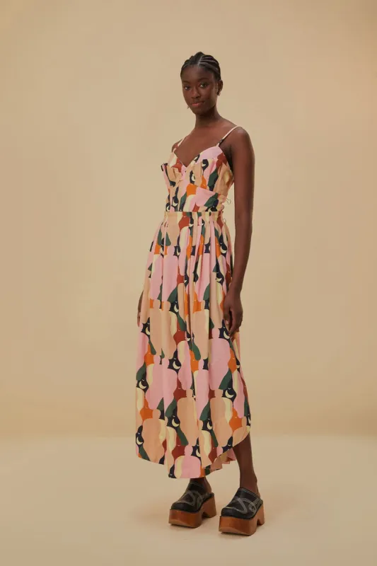 The Kiss Multicolor Sleeveless Midi Dress sold by FARM Rio
