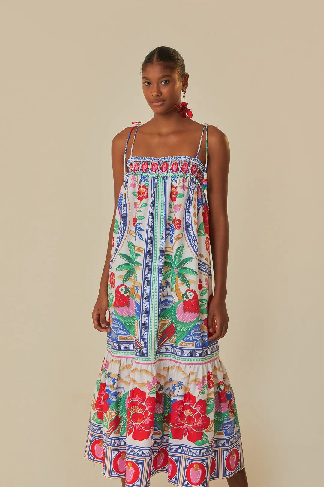 Off-White Flowers Beach Maxi Dress sold by FARM Rio product image thumbnail 4