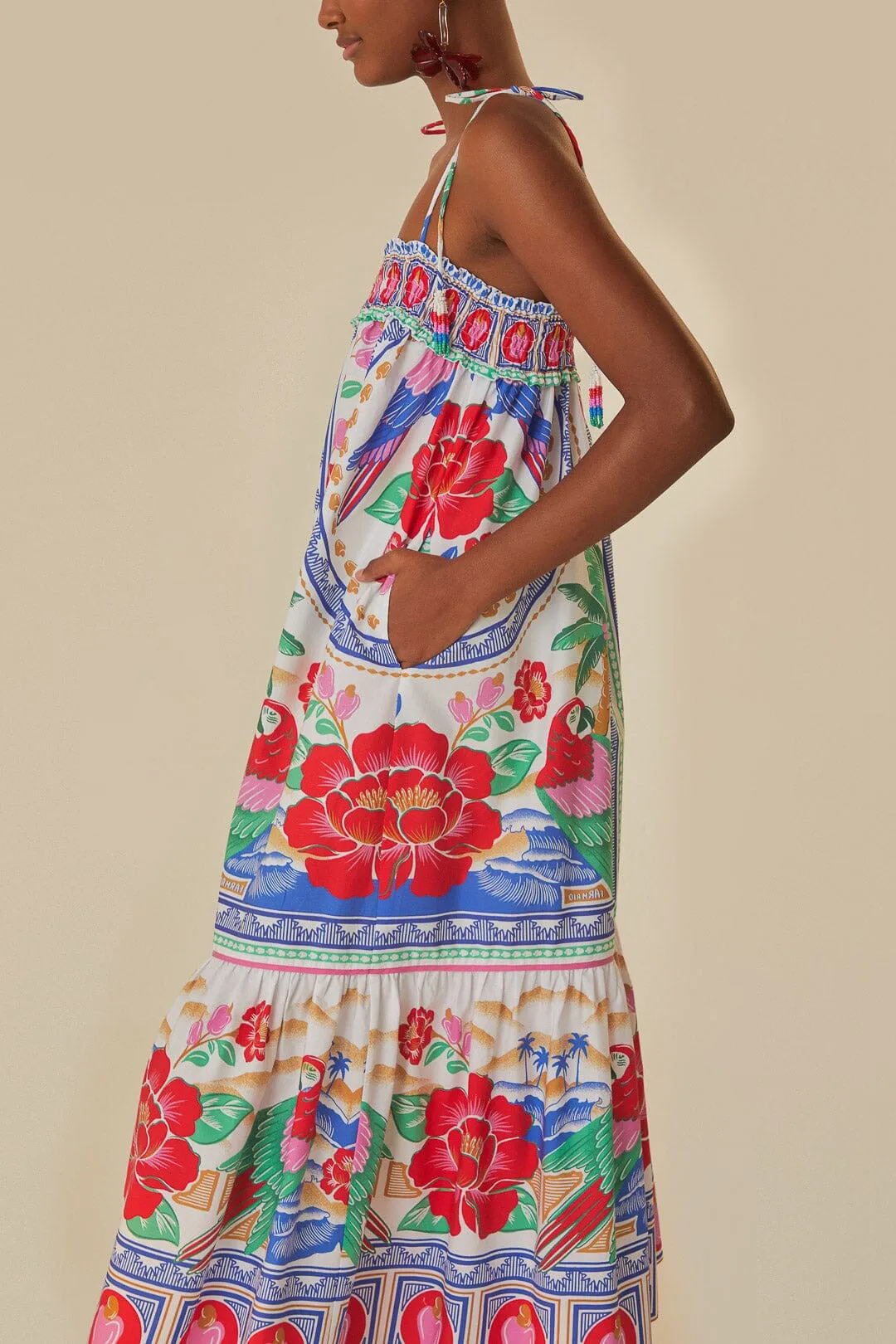 Off-White Flowers Beach Maxi Dress sold by FARM Rio product image thumbnail 2