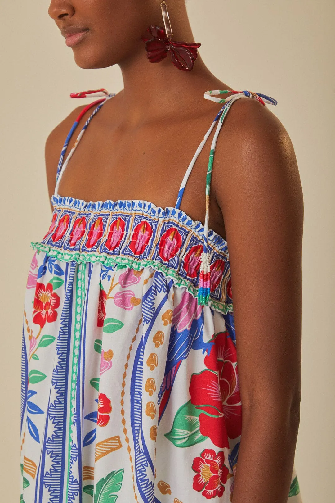 Off-White Flowers Beach Maxi Dress sold by FARM Rio product image thumbnail 5