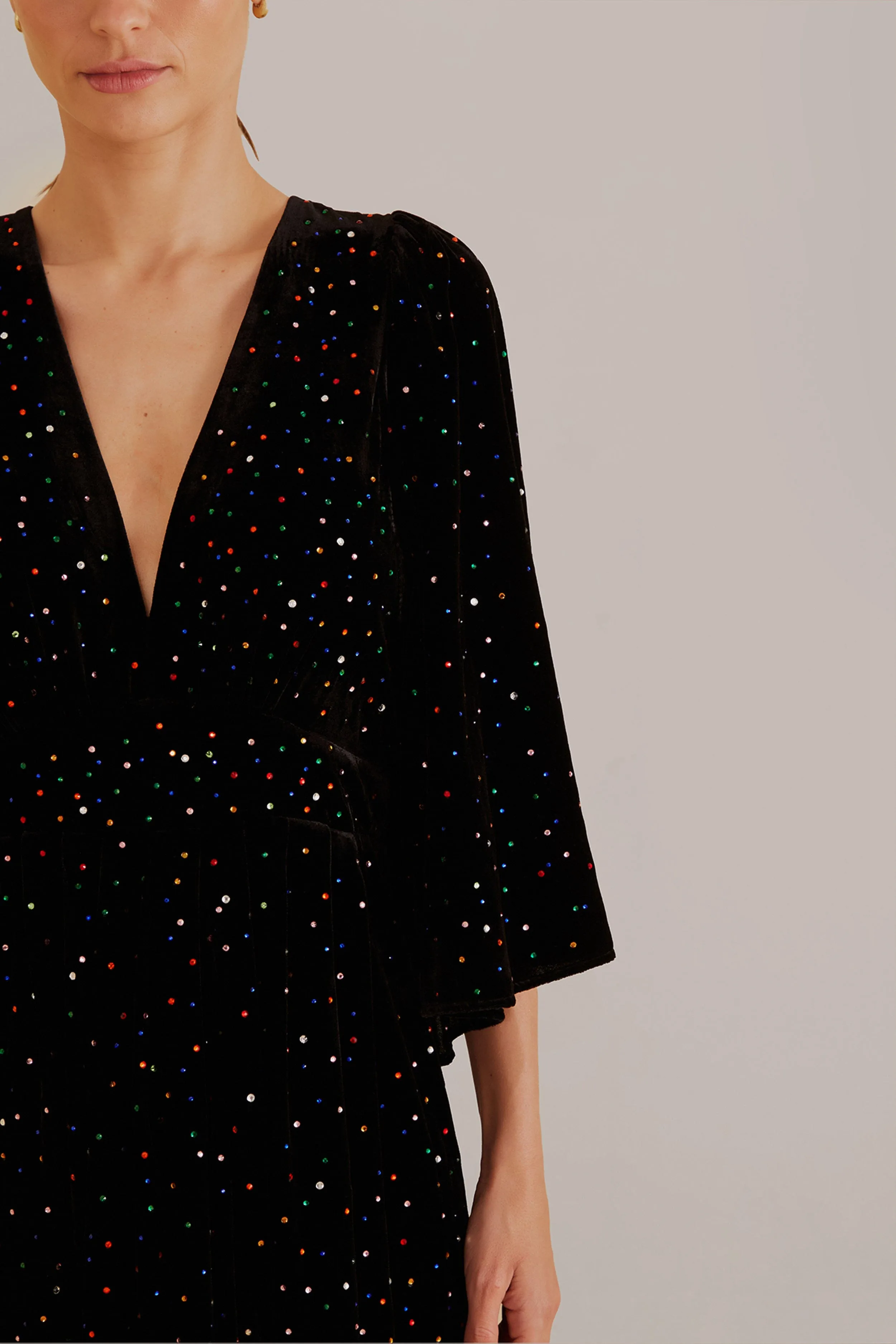 Black Velvet Short Sleeve Midi Dress sold by FARM Rio product image thumbnail 3