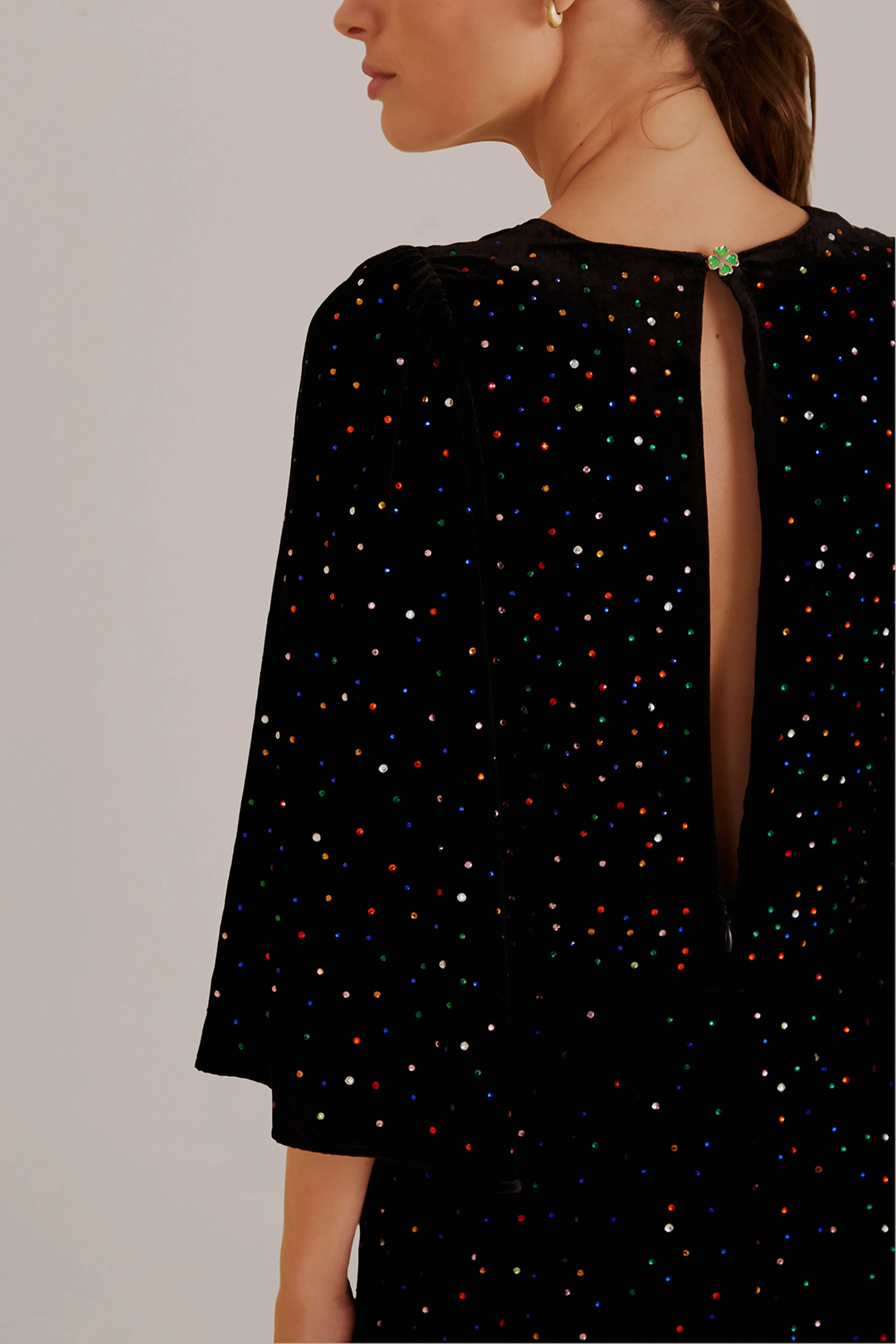 Black Velvet Short Sleeve Midi Dress sold by FARM Rio product image thumbnail 5