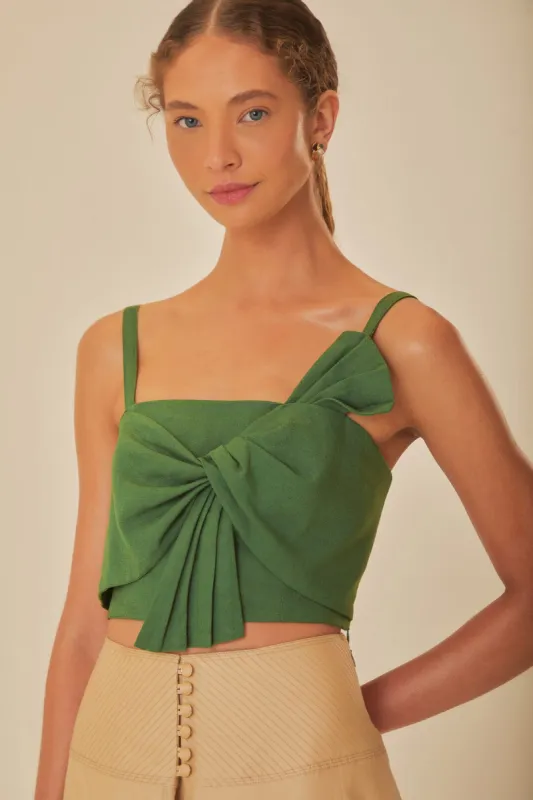 Green Front Bow Top made by FARM Rio