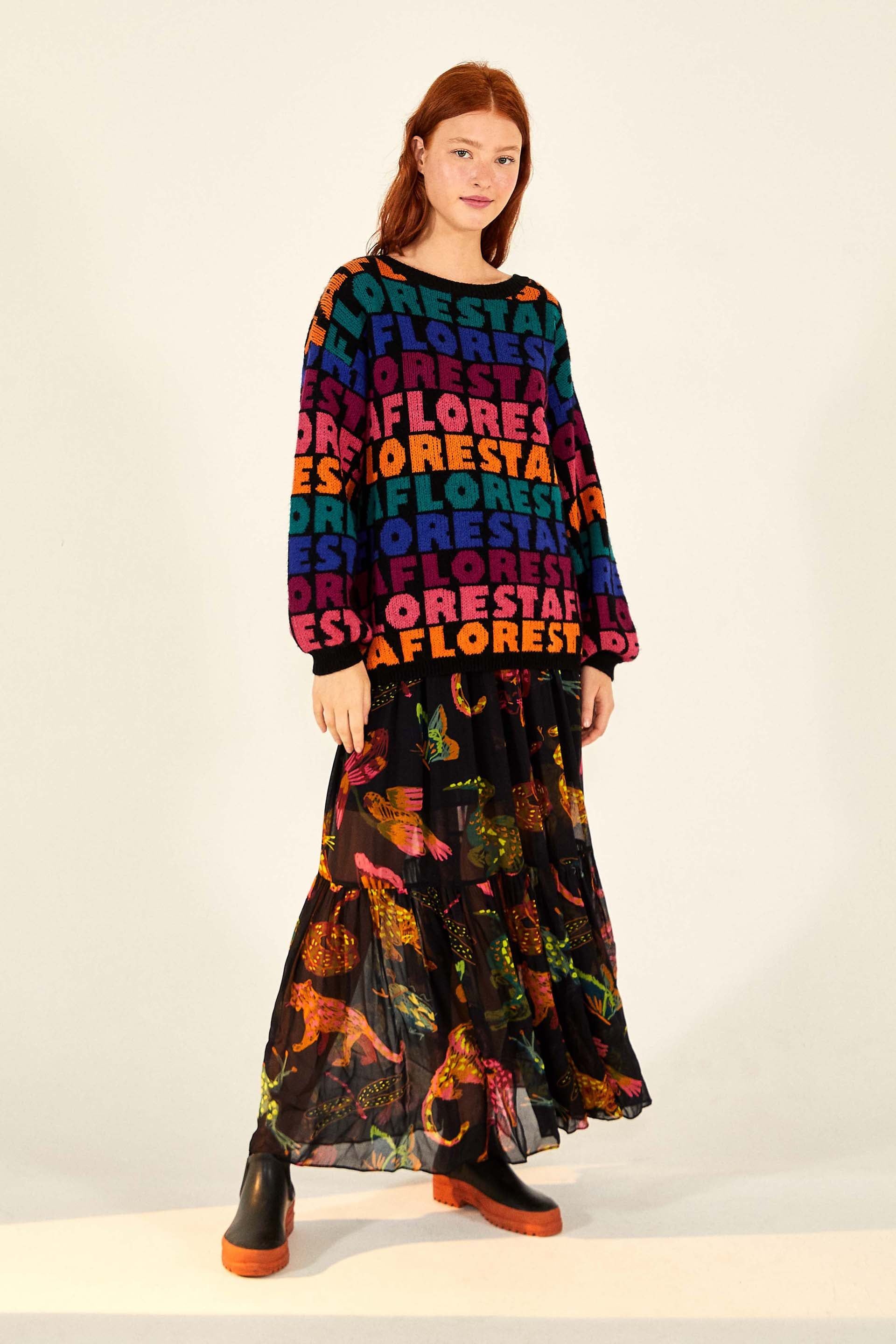 RAINBOW FLORESTA TRICOT BLACK sold by FARM Rio product image thumbnail 4