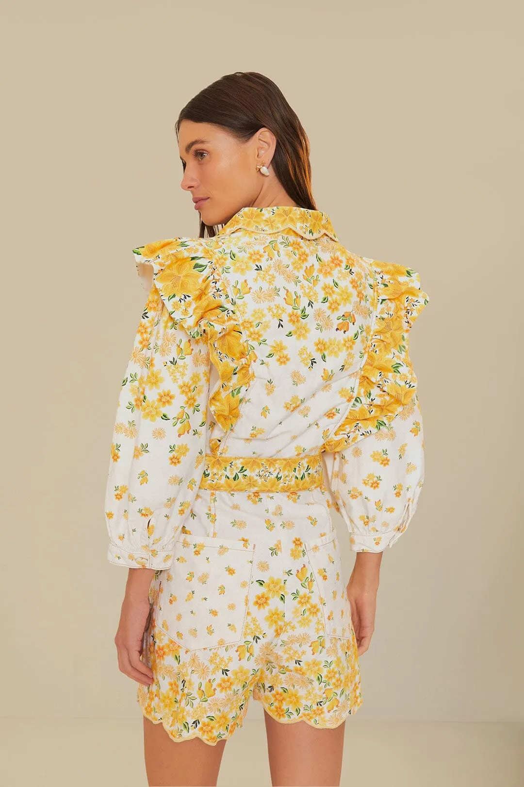 Off-White Azaleia Lapel Romper sold by FARM Rio product image thumbnail 3