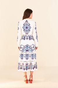 Off-White Navy Embroidered Midi Dress sold by FARM Rio