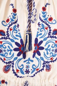 Off-White Navy Embroidered Midi Dress sold by FARM Rio