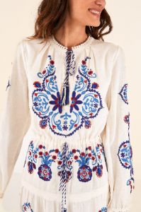 Off-White Navy Embroidered Midi Dress sold by FARM Rio