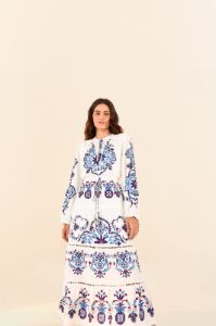 Off-White Navy Embroidered Midi Dress sold by FARM Rio