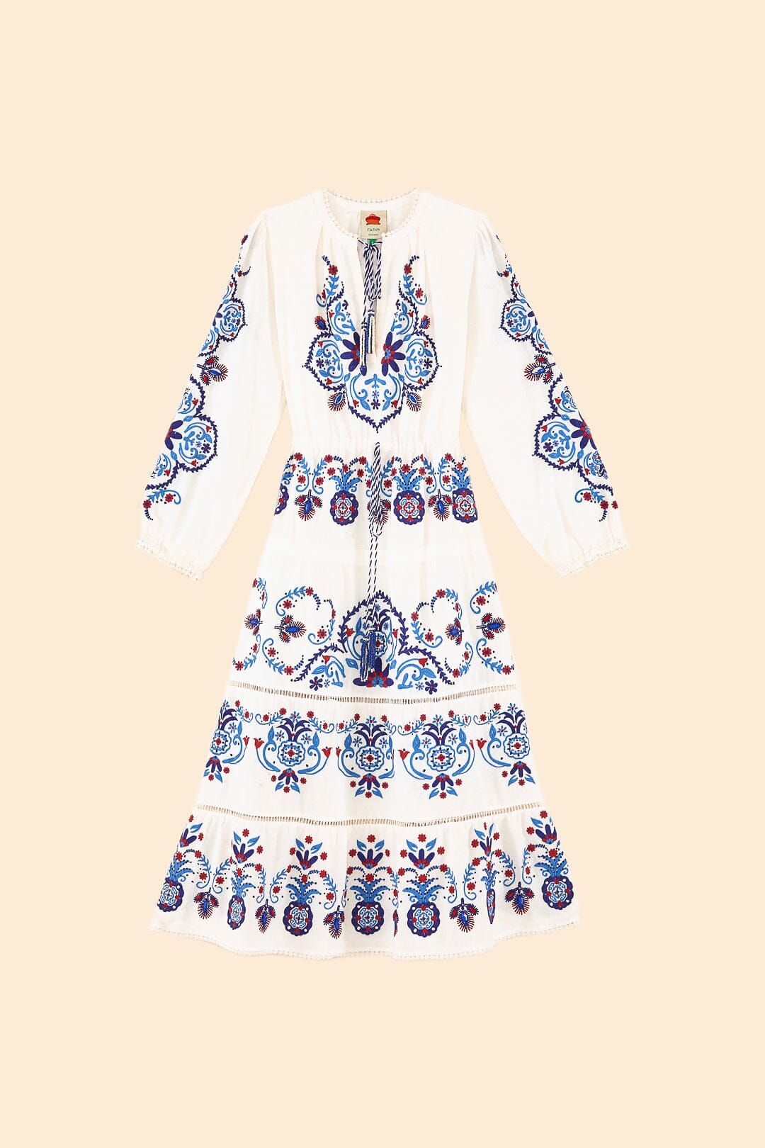 Off-White Navy Embroidered Midi Dress sold by FARM Rio product image thumbnail 6