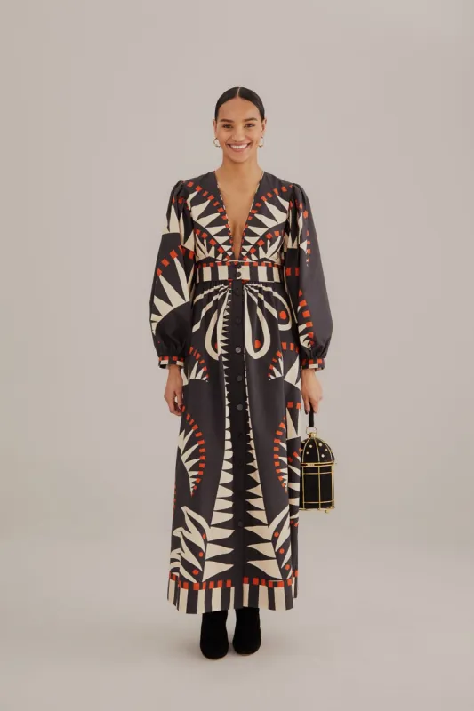 Black Coconut Grove Puff Sleeve Maxi Dress sold by FARM Rio