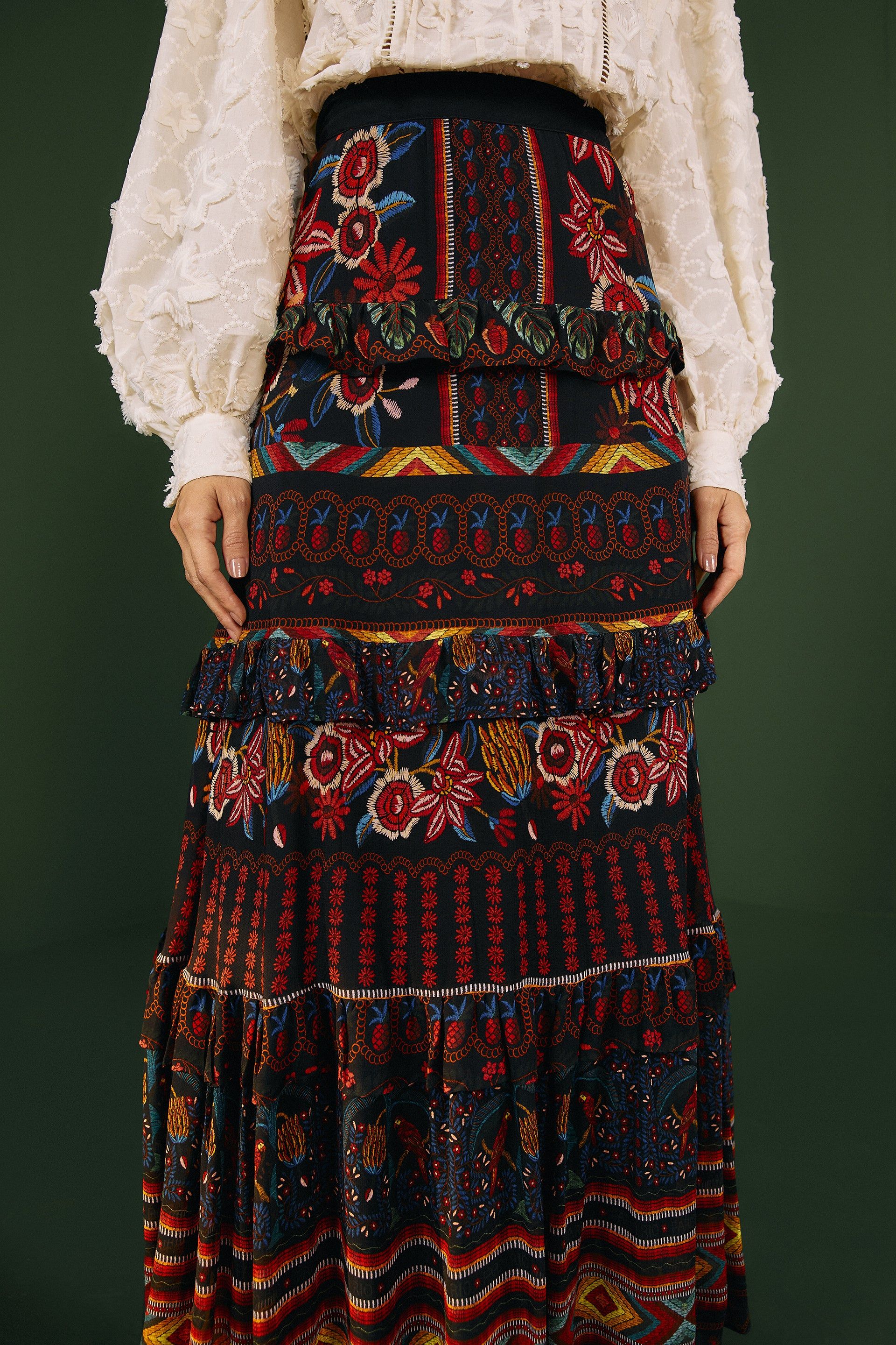 Black Fruit Paradise Maxi Skirt sold by FARM Rio product image thumbnail 3