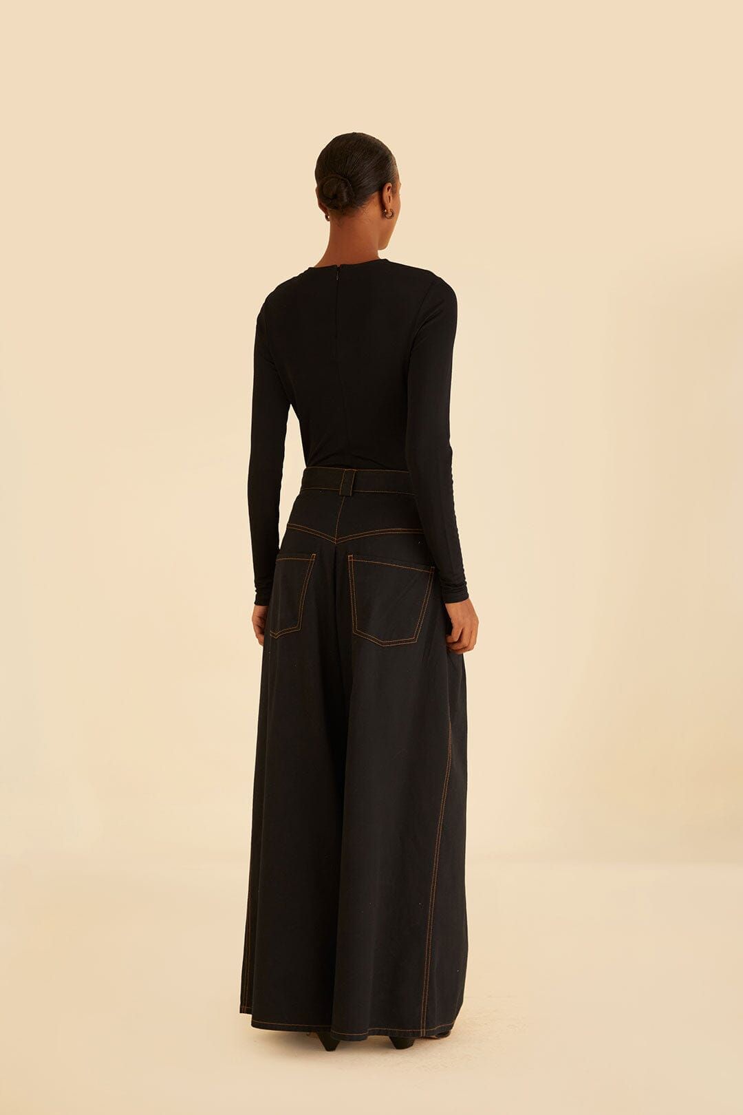 Black Canvas Maxi Pleated Pants sold by FARM Rio product image thumbnail 4
