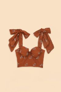 Caramel Embroidered Horses Crop Top sold by FARM Rio