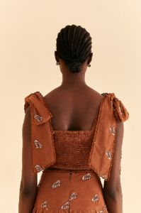 Caramel Embroidered Horses Crop Top sold by FARM Rio