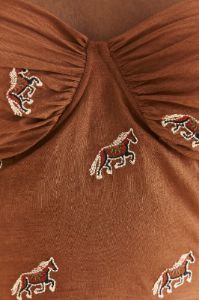Caramel Embroidered Horses Crop Top sold by FARM Rio