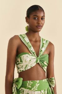 Green Lace Monsteras Crop Top sold by FARM Rio