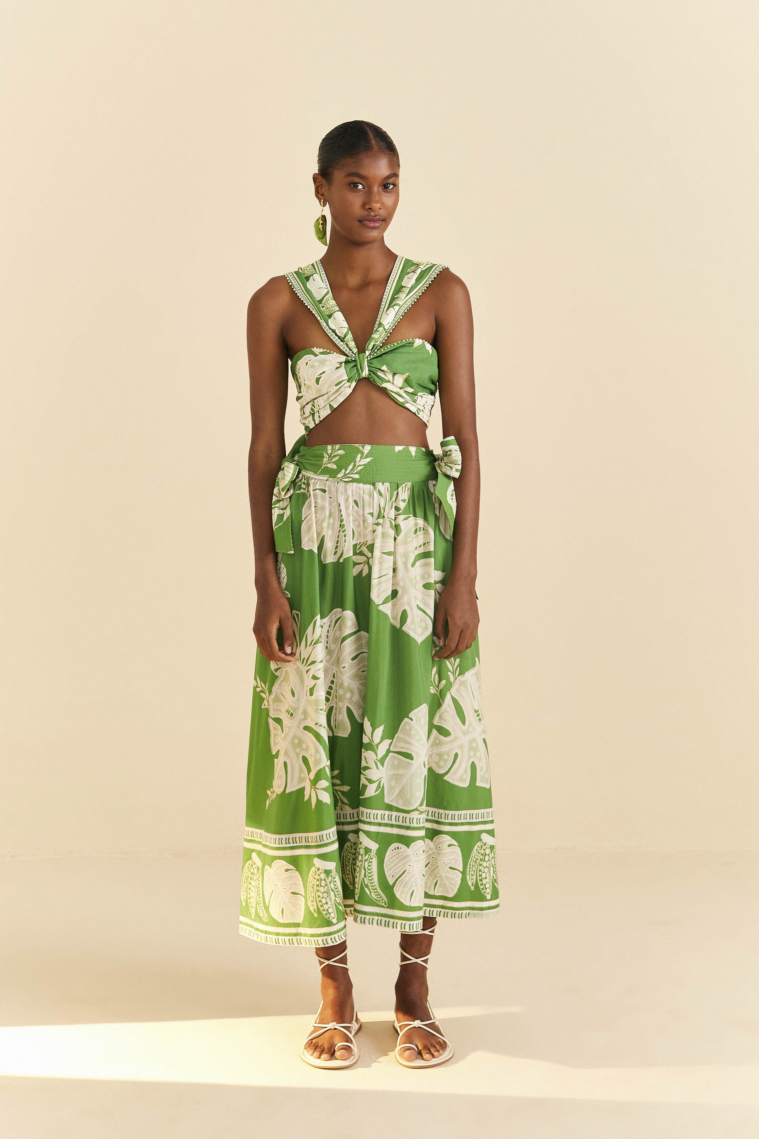 Green Lace Monsteras Crop Top sold by FARM Rio product image thumbnail 2