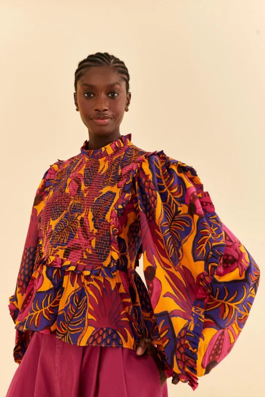 Yellow Fruit Dream Long Sleeve Blouse made by FARM Rio