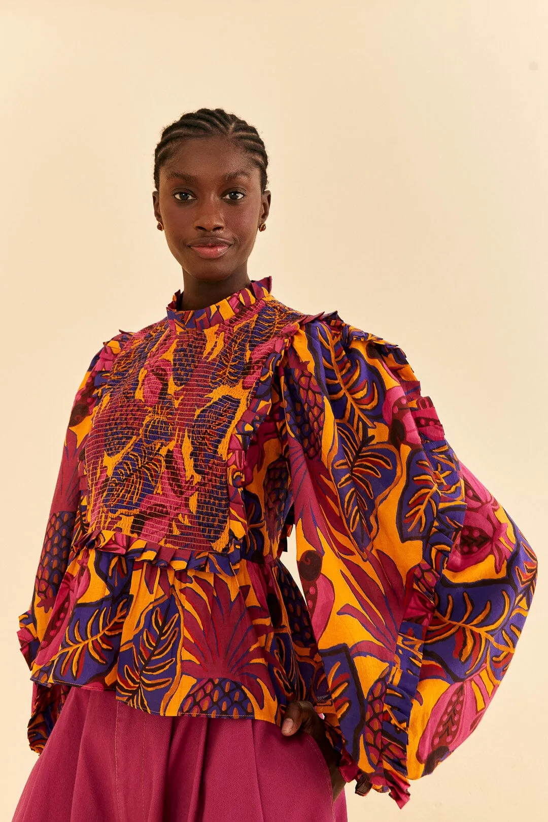 Yellow Fruit Dream Long Sleeve Blouse sold by FARM Rio