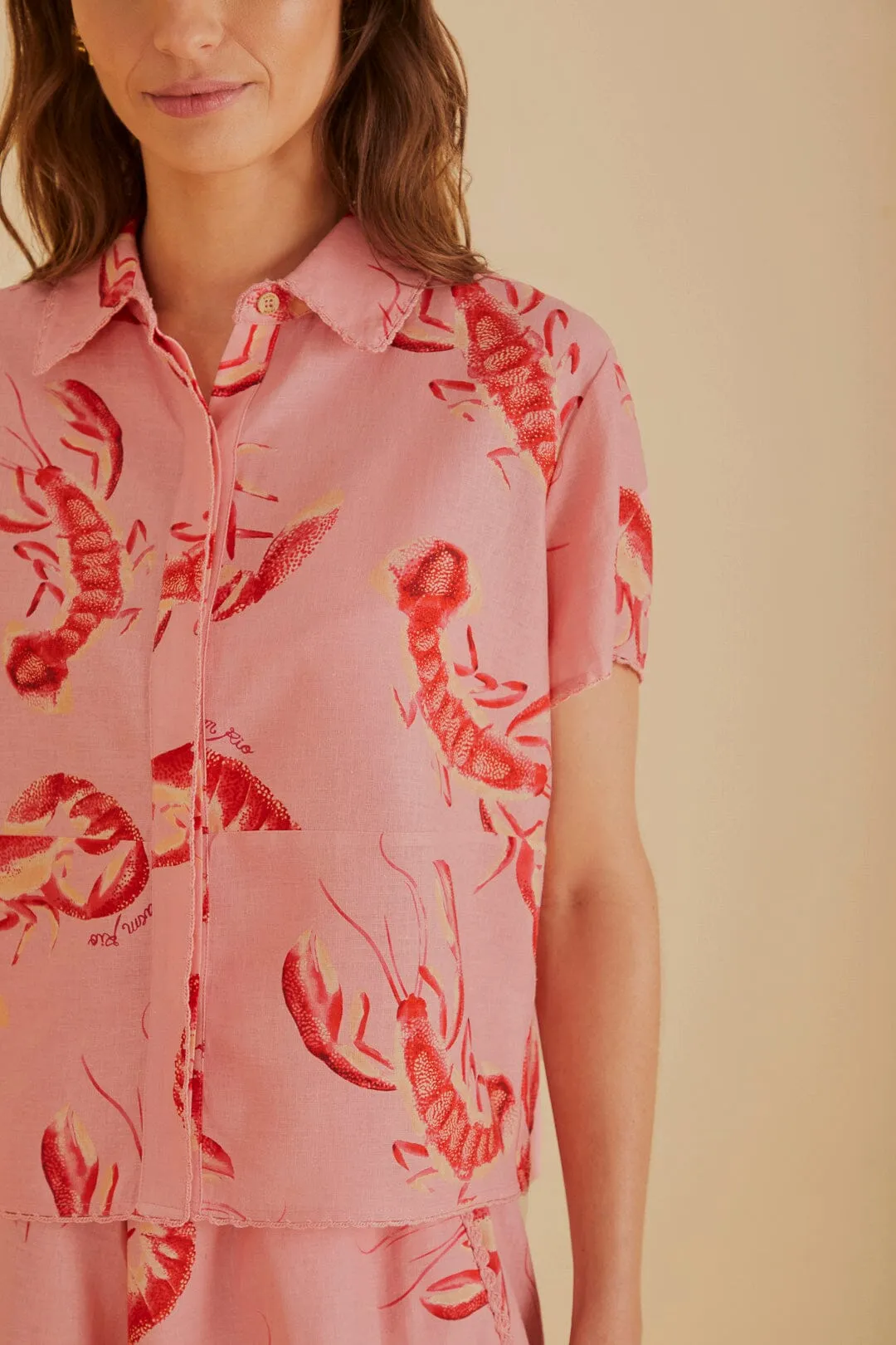 Pink Lobsters Shirt sold by FARM Rio product image thumbnail 3