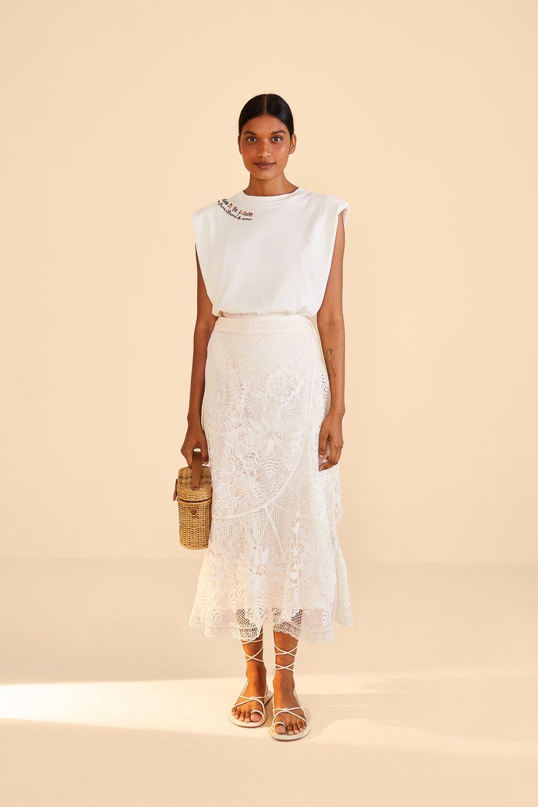 Off-White Guipire Midi Skirt sold by FARM Rio