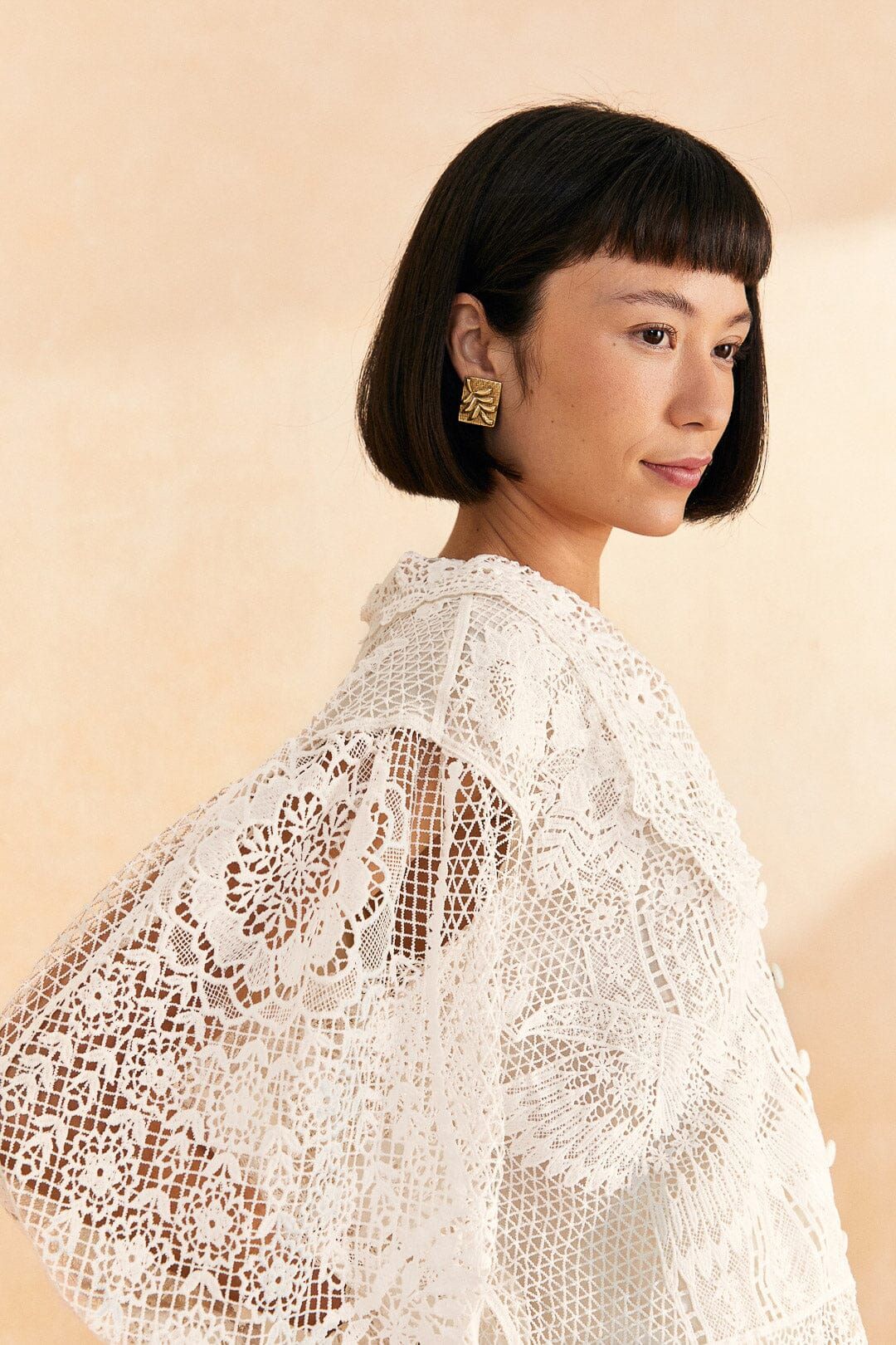 Off-White Guipure Collar Blouse sold by FARM Rio product image thumbnail 3