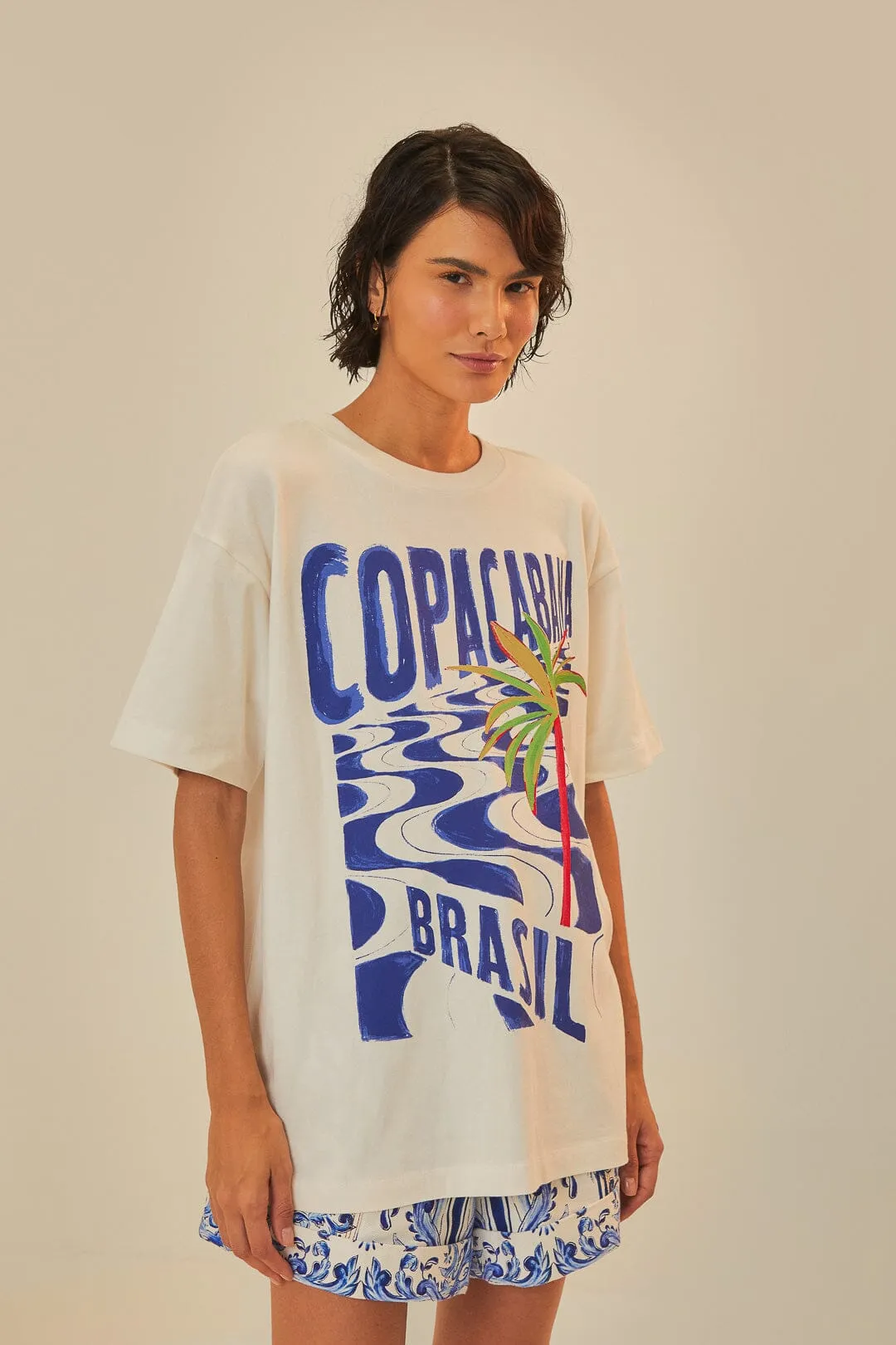 Off-White Copacabana Organic Cotton Relaxed T-Shirt sold by FARM Rio