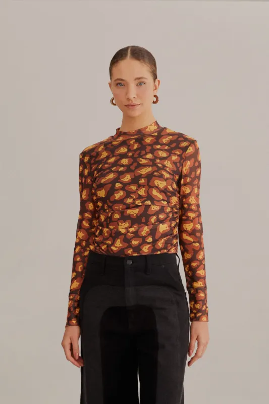 Brown Leopard Desire Tulle Blouse sold by FARM Rio