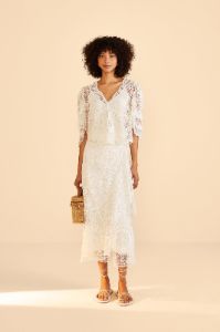 Off-White Butterfly Guipure Blouse sold by FARM Rio