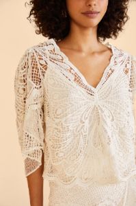 Off-White Butterfly Guipure Blouse sold by FARM Rio