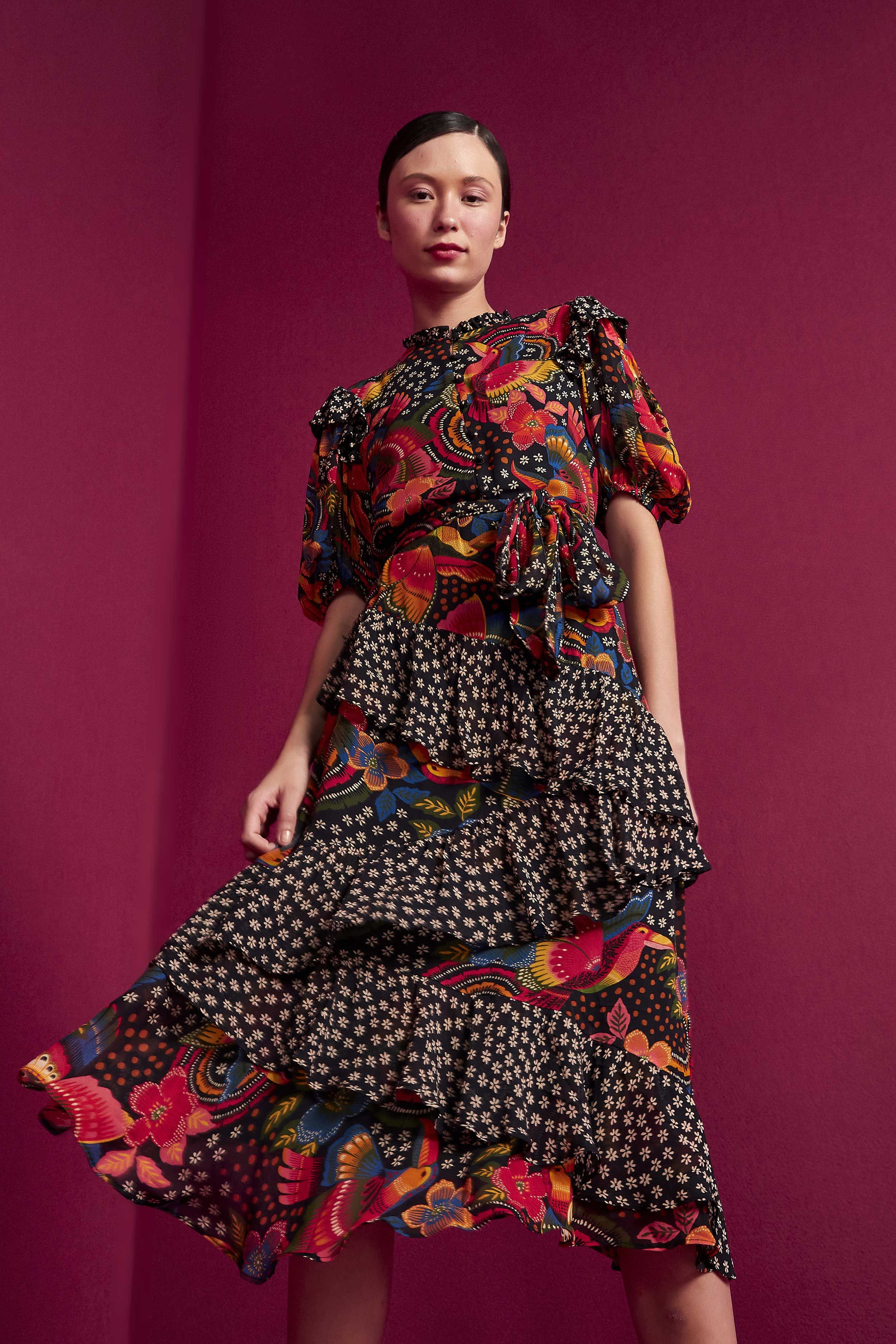 Black Toucanfly Midi Dress sold by FARM Rio