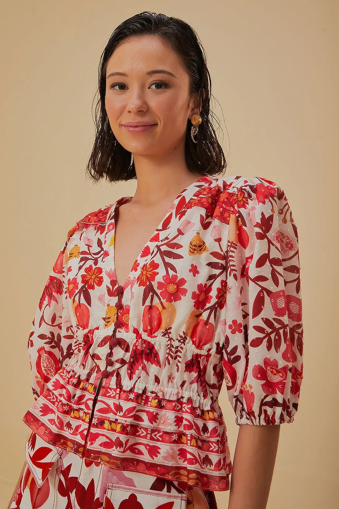 Off-White Romantic Orchard Crop Blouse sold by FARM Rio