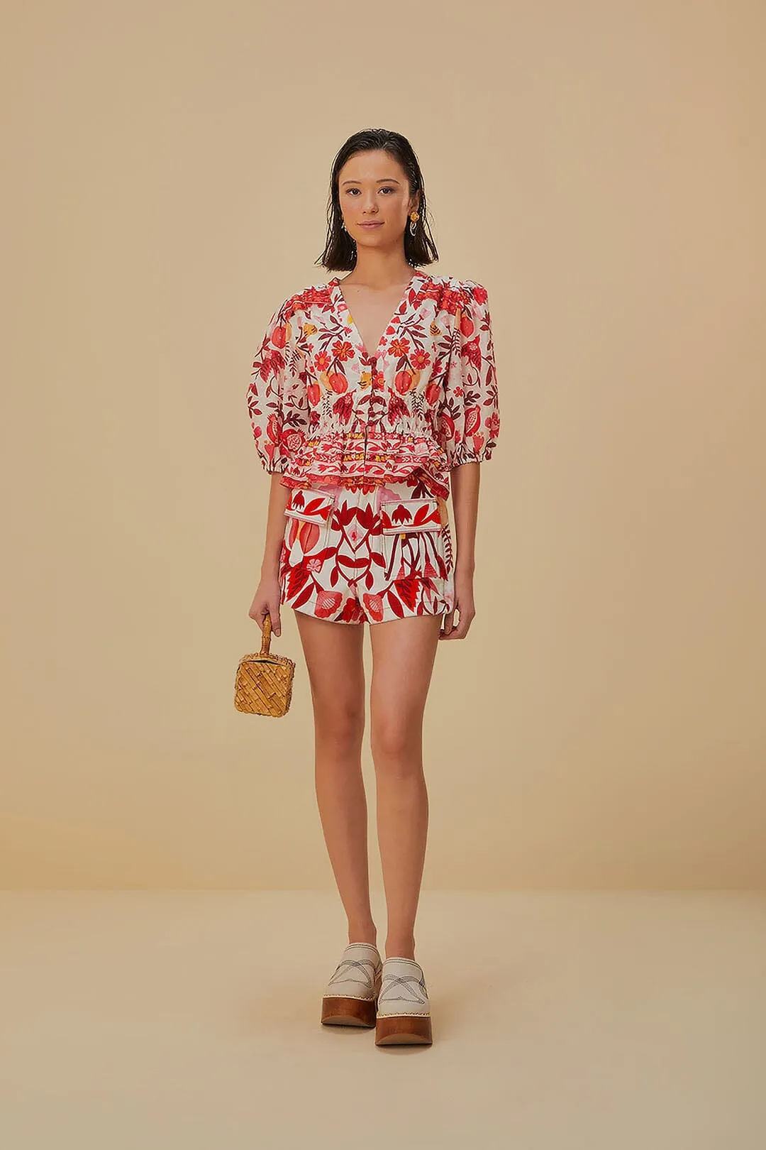 Off-White Romantic Orchard Crop Blouse sold by FARM Rio product image thumbnail 2