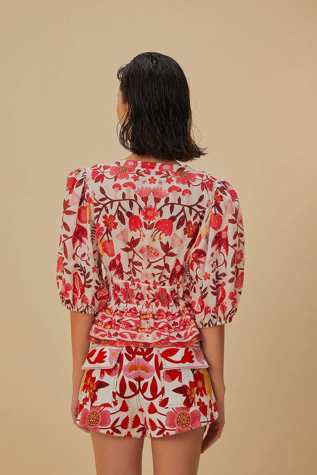 Off-White Romantic Orchard Crop Blouse sold by FARM Rio product image thumbnail 3