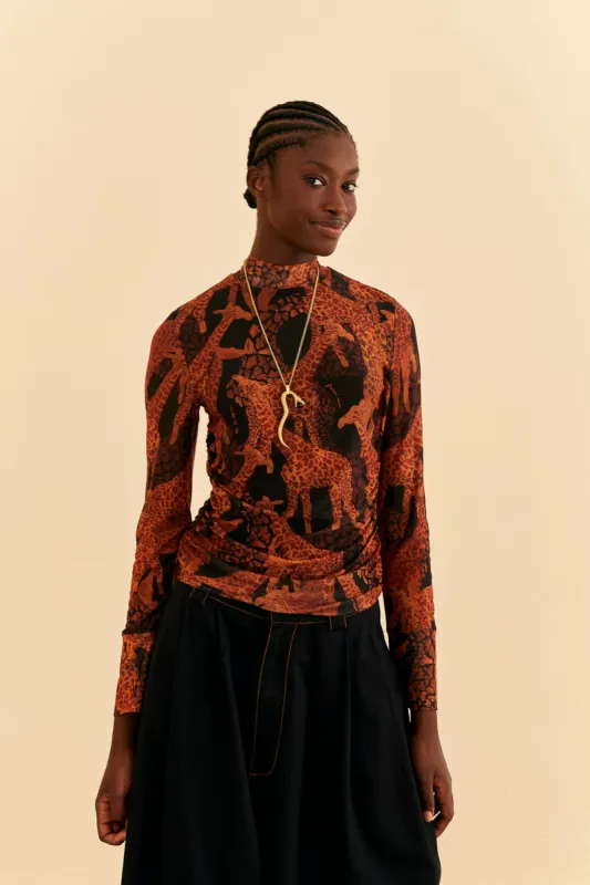 Black Giraffes Tulle Blouse sold by FARM Rio
