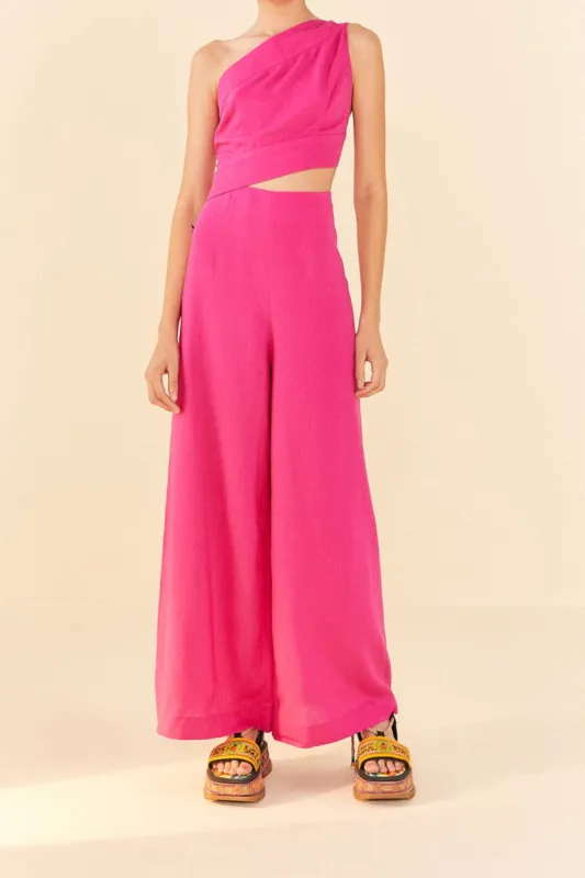 Pink One Shoulder Jumpsuit sold by FARM Rio