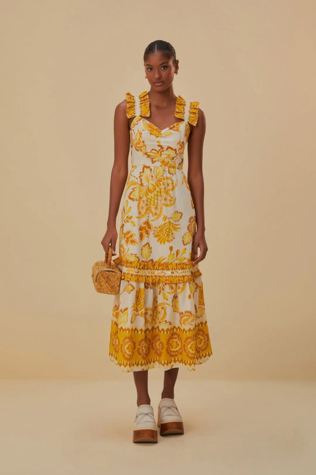 Off-White Aura Floral Midi Dress sold by FARM Rio