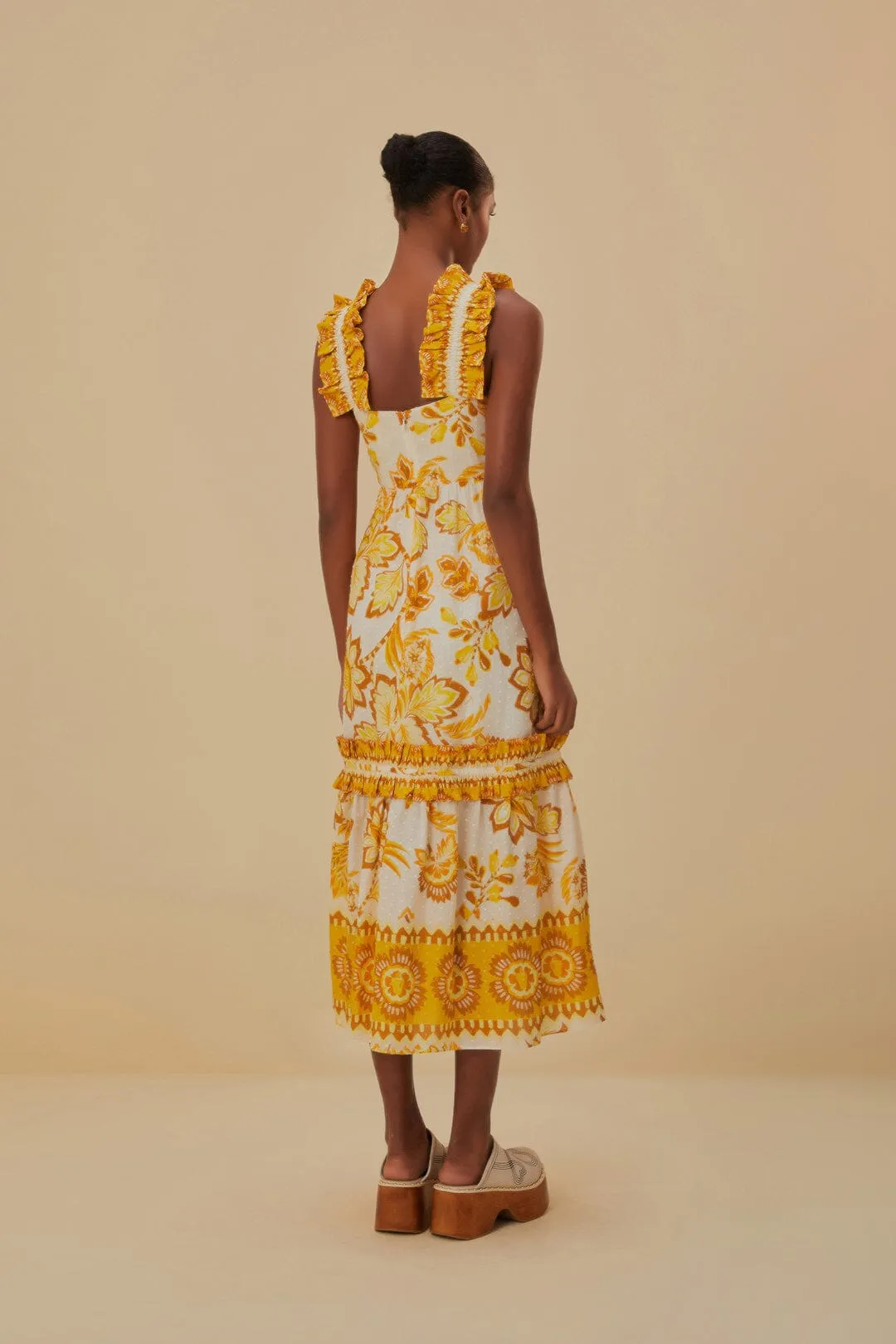 Off-White Aura Floral Midi Dress sold by FARM Rio product image thumbnail 4