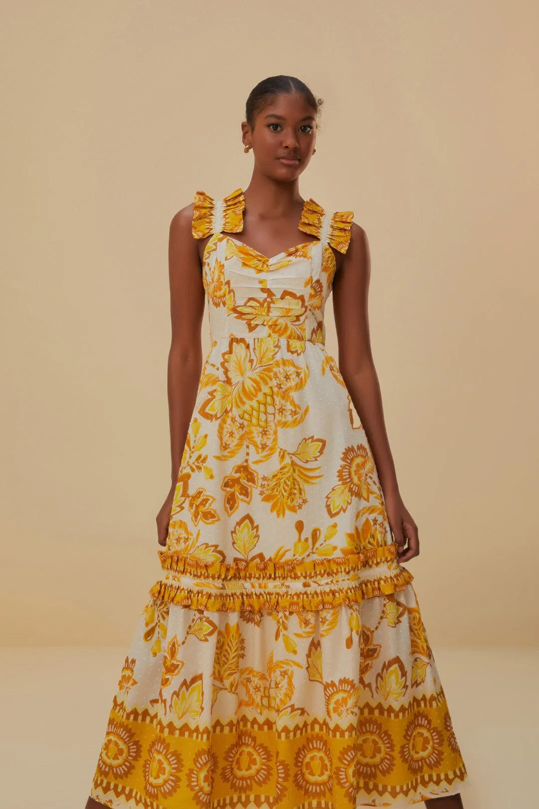 Off-White Aura Floral Midi Dress sold by FARM Rio product image thumbnail 2