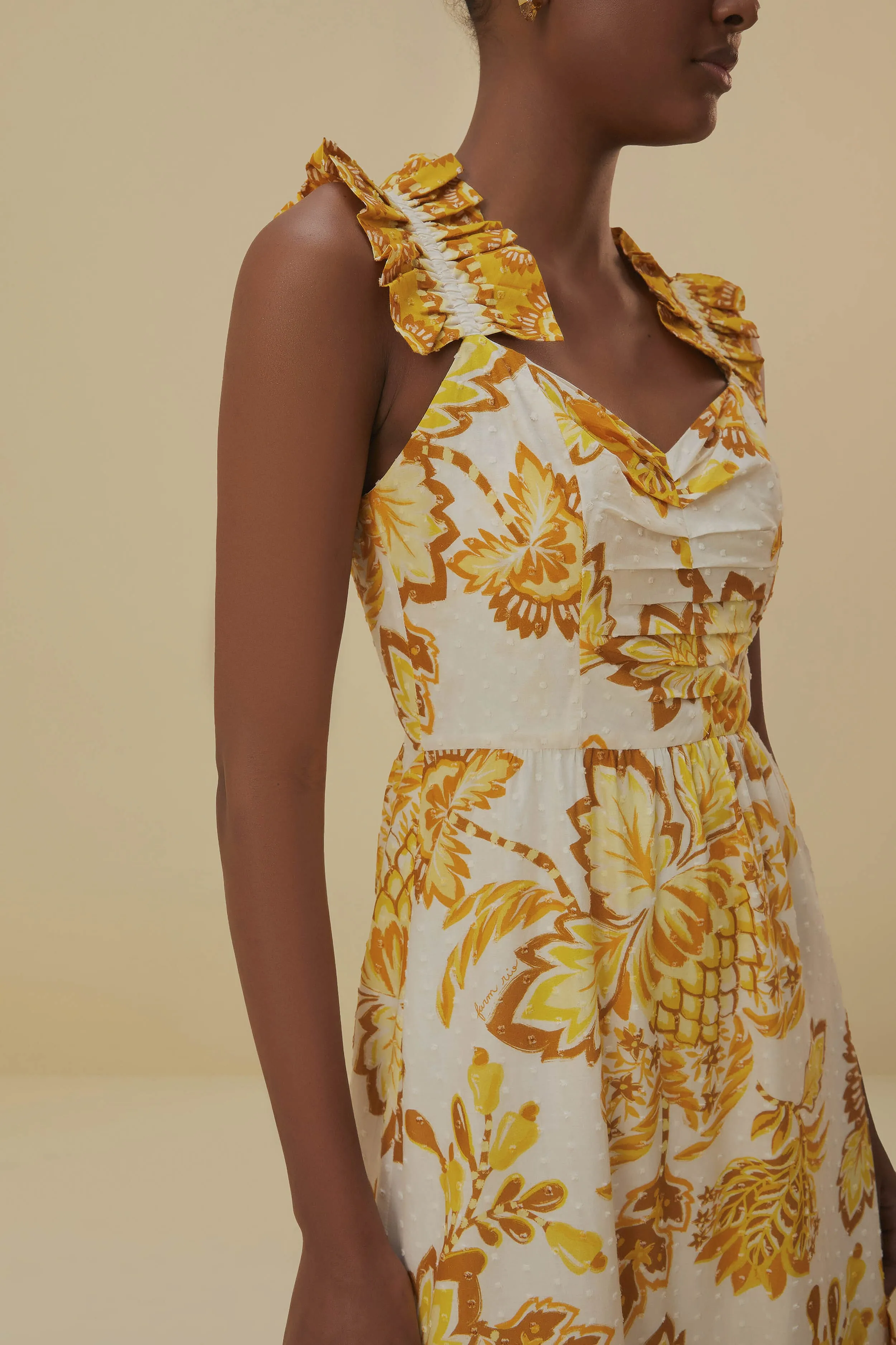 Off-White Aura Floral Midi Dress sold by FARM Rio product image thumbnail 3