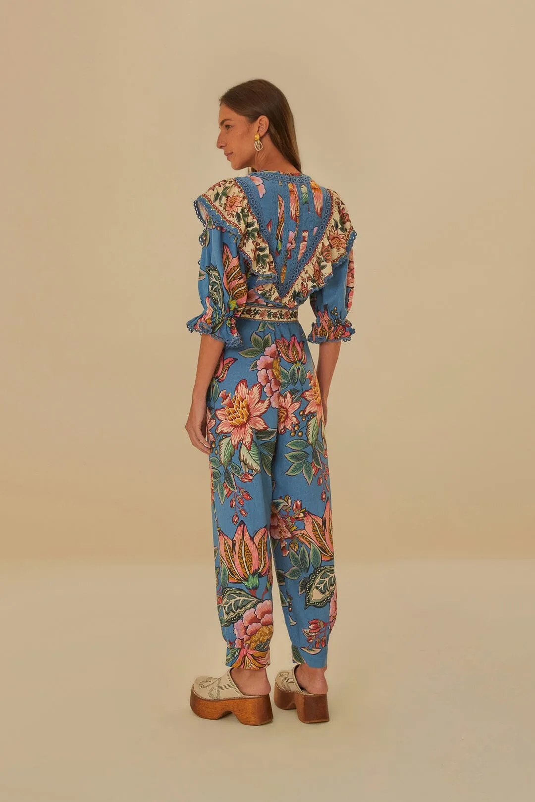 Blue Wonderful Bouquet Lenzing™ Ecovero™ Euroflax™ Jumpsuit sold by FARM Rio product image thumbnail 4