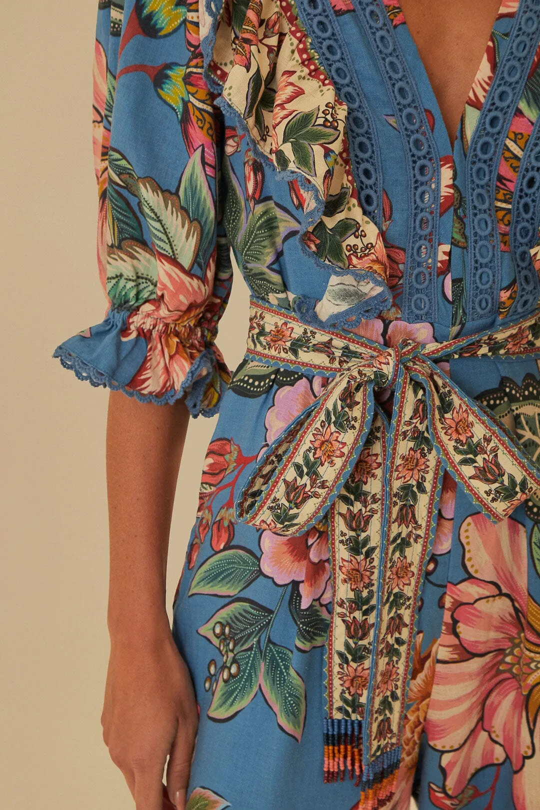 Blue Wonderful Bouquet Lenzing™ Ecovero™ Euroflax™ Jumpsuit sold by FARM Rio product image thumbnail 5