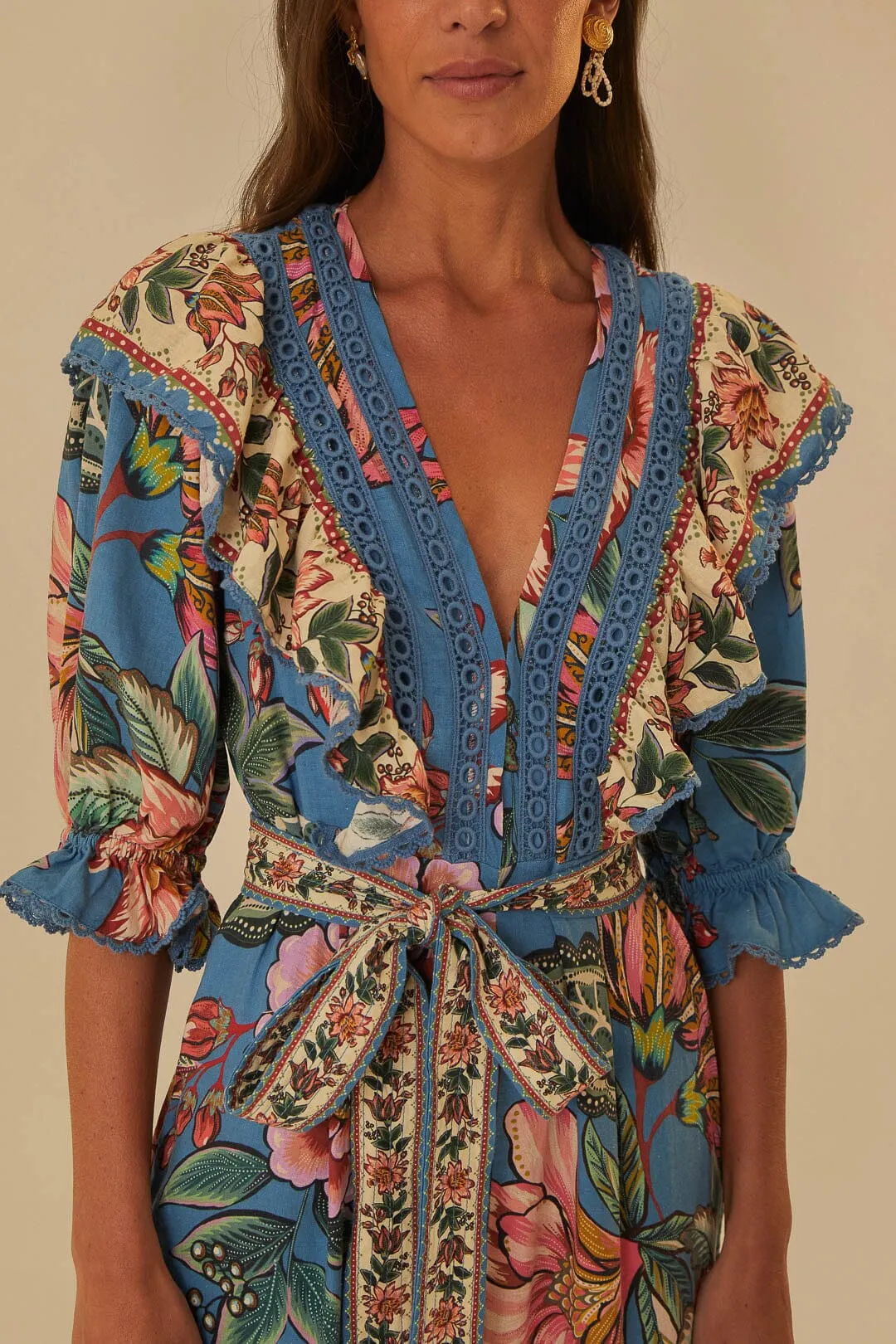 Blue Wonderful Bouquet Lenzing™ Ecovero™ Euroflax™ Jumpsuit sold by FARM Rio product image thumbnail 3