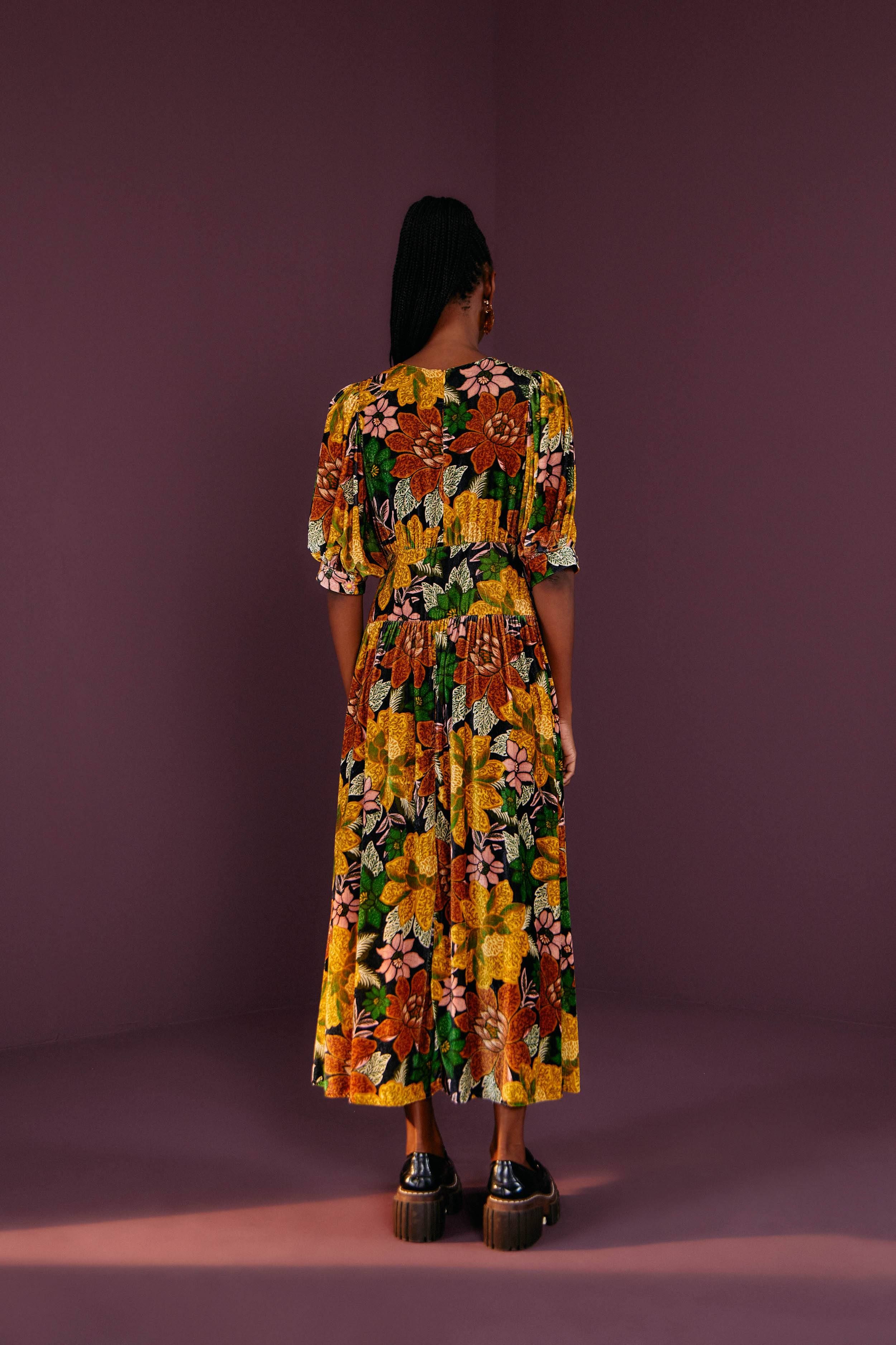 Black Garden V Neck Midi Dress sold by FARM Rio product image thumbnail 2