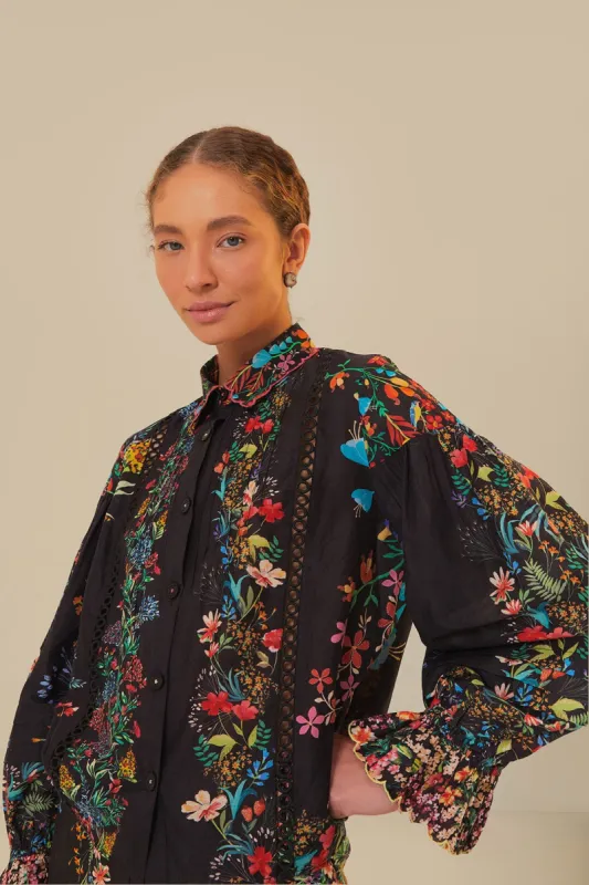 Black Delicate Forest Scarves Shirt sold by FARM Rio