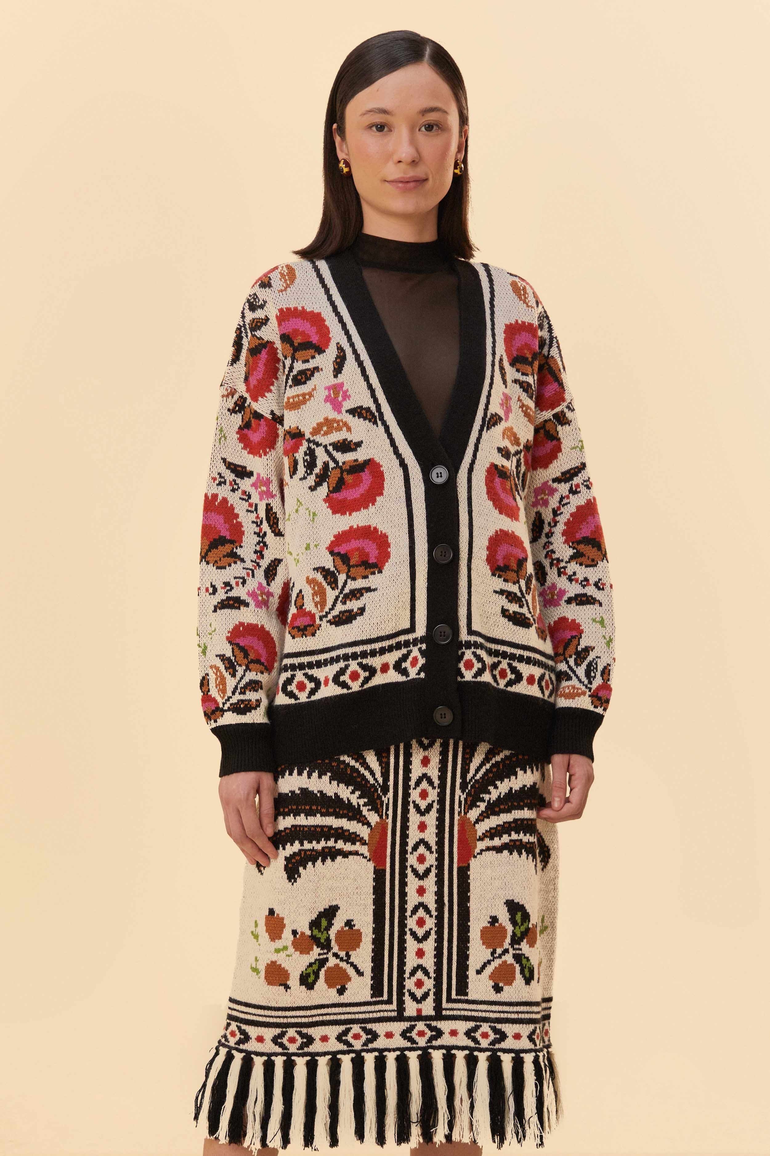 Sand Palms Paradise Knit Fringe Midi Skirt sold by FARM Rio product image thumbnail 2