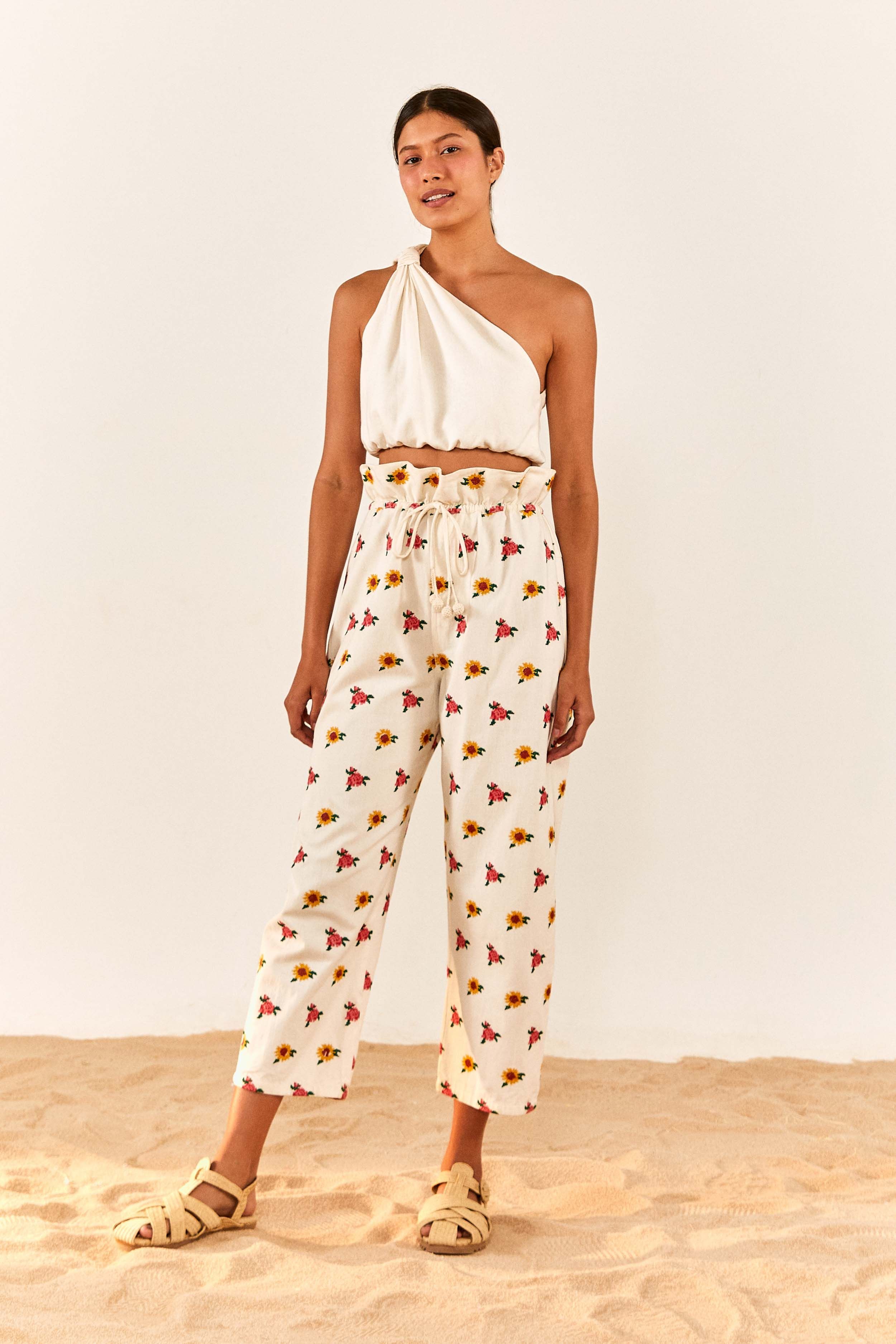Off-White One Shoulder Knot Top | Parallel